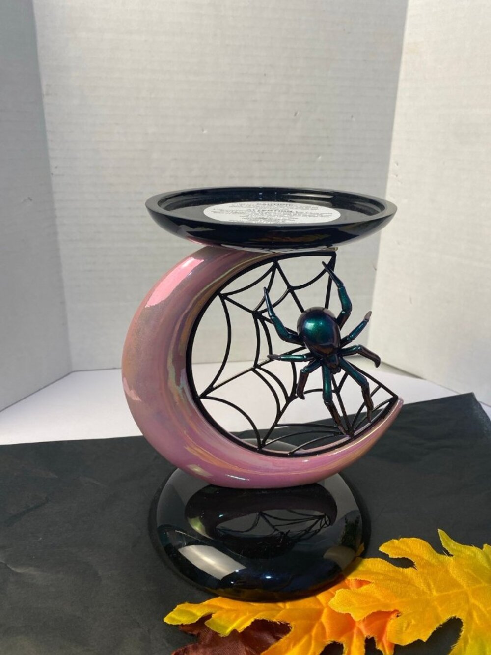 Spider & Moon Halloween BBW 3 Wick Pedestal Candle Holder New